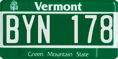 VT license plate BYN178