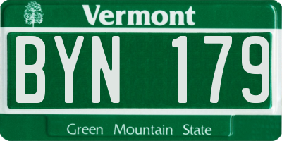 VT license plate BYN179