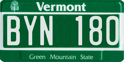 VT license plate BYN180