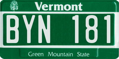 VT license plate BYN181
