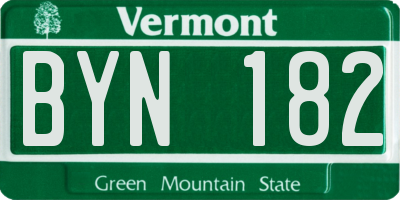 VT license plate BYN182