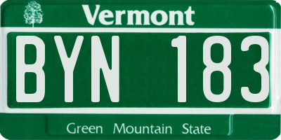 VT license plate BYN183