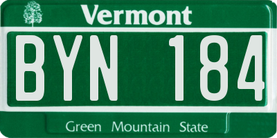 VT license plate BYN184