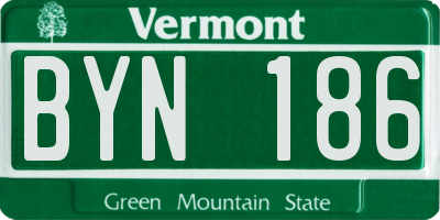 VT license plate BYN186