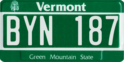 VT license plate BYN187