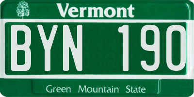 VT license plate BYN190