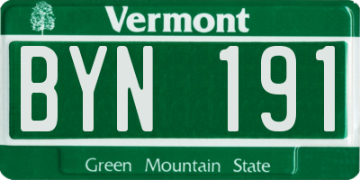 VT license plate BYN191