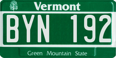 VT license plate BYN192