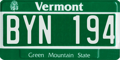 VT license plate BYN194