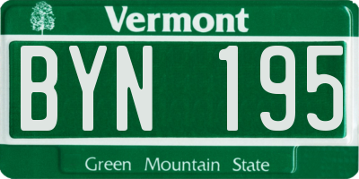 VT license plate BYN195