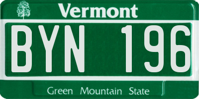 VT license plate BYN196