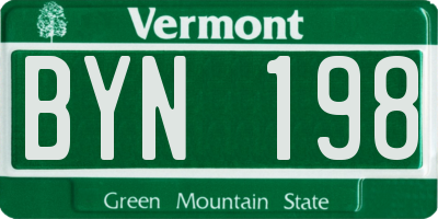 VT license plate BYN198