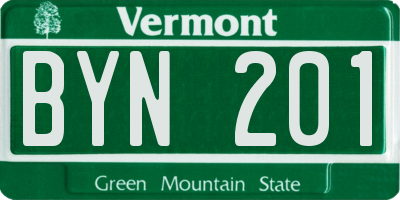 VT license plate BYN201