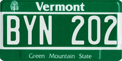 VT license plate BYN202