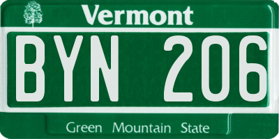 VT license plate BYN206