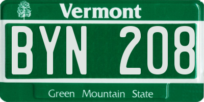 VT license plate BYN208