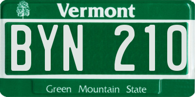 VT license plate BYN210