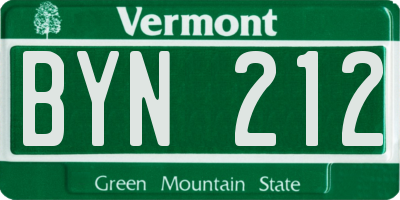 VT license plate BYN212