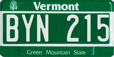 VT license plate BYN215