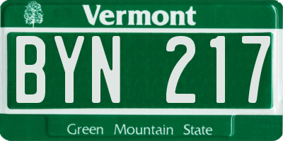 VT license plate BYN217