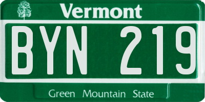 VT license plate BYN219