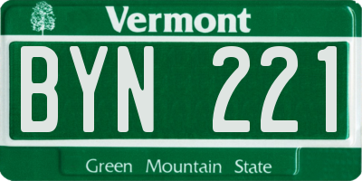 VT license plate BYN221
