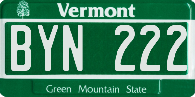 VT license plate BYN222
