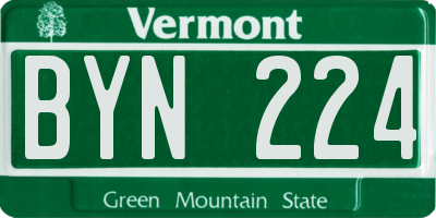 VT license plate BYN224