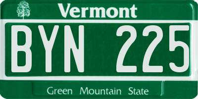 VT license plate BYN225