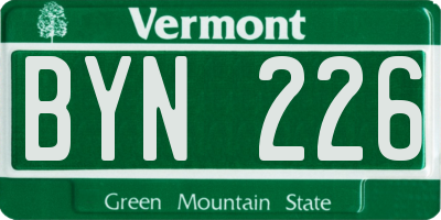 VT license plate BYN226