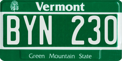 VT license plate BYN230