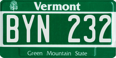 VT license plate BYN232