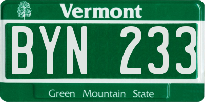 VT license plate BYN233