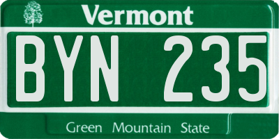 VT license plate BYN235