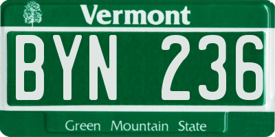 VT license plate BYN236