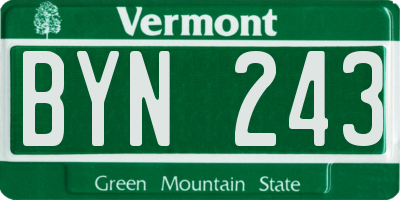 VT license plate BYN243