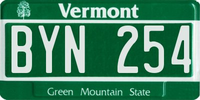 VT license plate BYN254