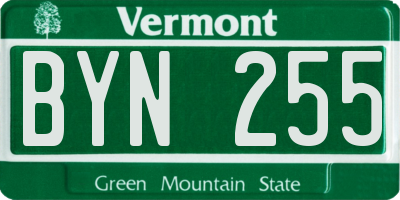 VT license plate BYN255