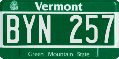 VT license plate BYN257