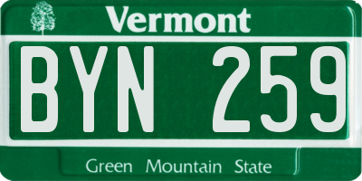 VT license plate BYN259