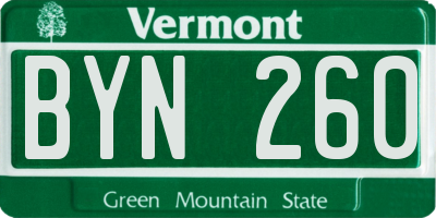VT license plate BYN260