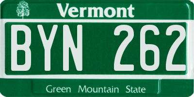 VT license plate BYN262