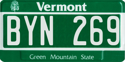 VT license plate BYN269