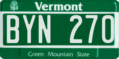 VT license plate BYN270