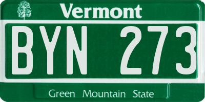 VT license plate BYN273