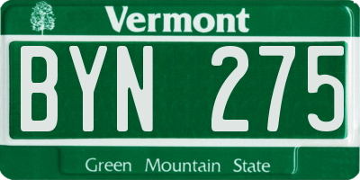VT license plate BYN275