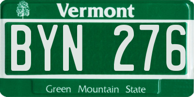 VT license plate BYN276