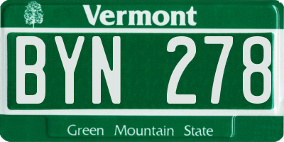 VT license plate BYN278