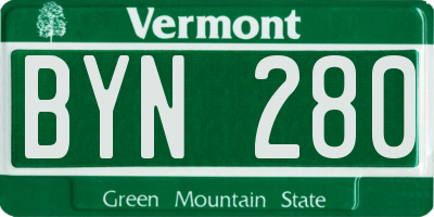 VT license plate BYN280
