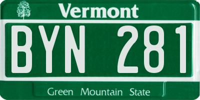 VT license plate BYN281